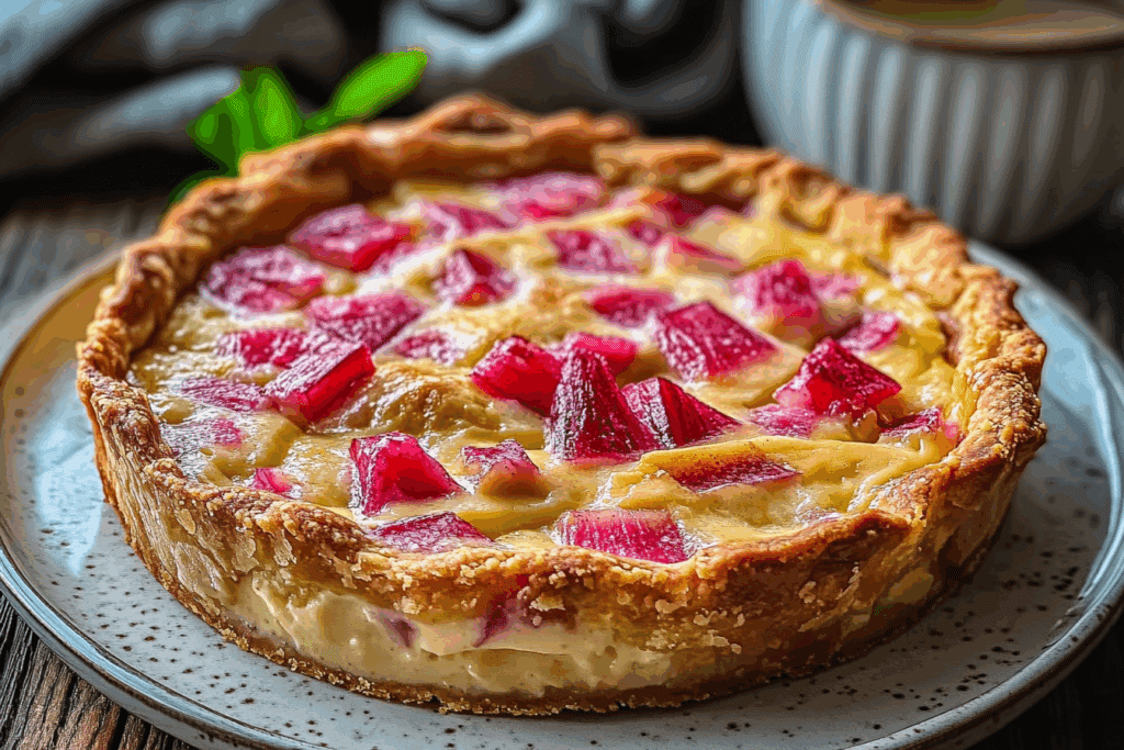 Crustless Rhubarb Custard Pie