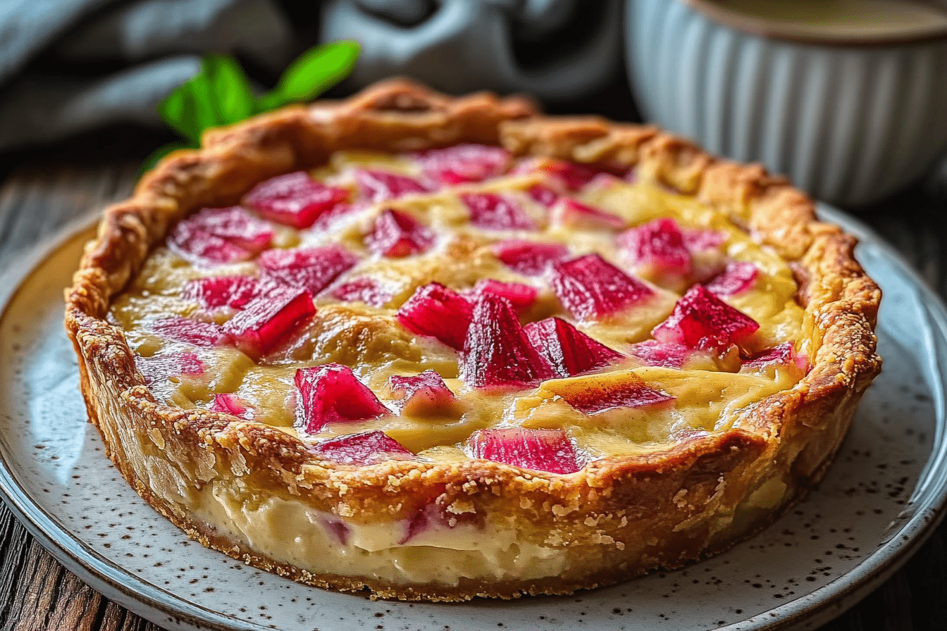 Crustless Rhubarb Custard Pie