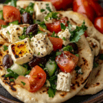 Greek Salad Naan Bites with Hummus