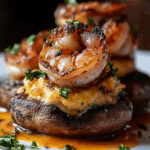 Cajun Shrimp-Stuffed Mushrooms with Cheese Pull