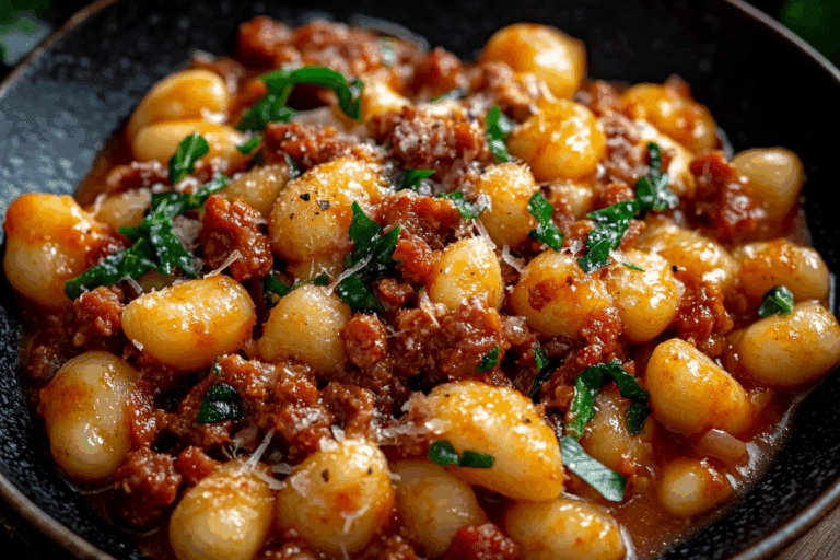 Gnocchi with Chorizo and Creamy Harissa Sauce