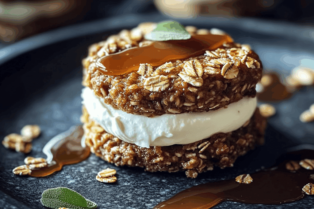 Salted Caramel Gingerbread Oatmeal Cream Pies