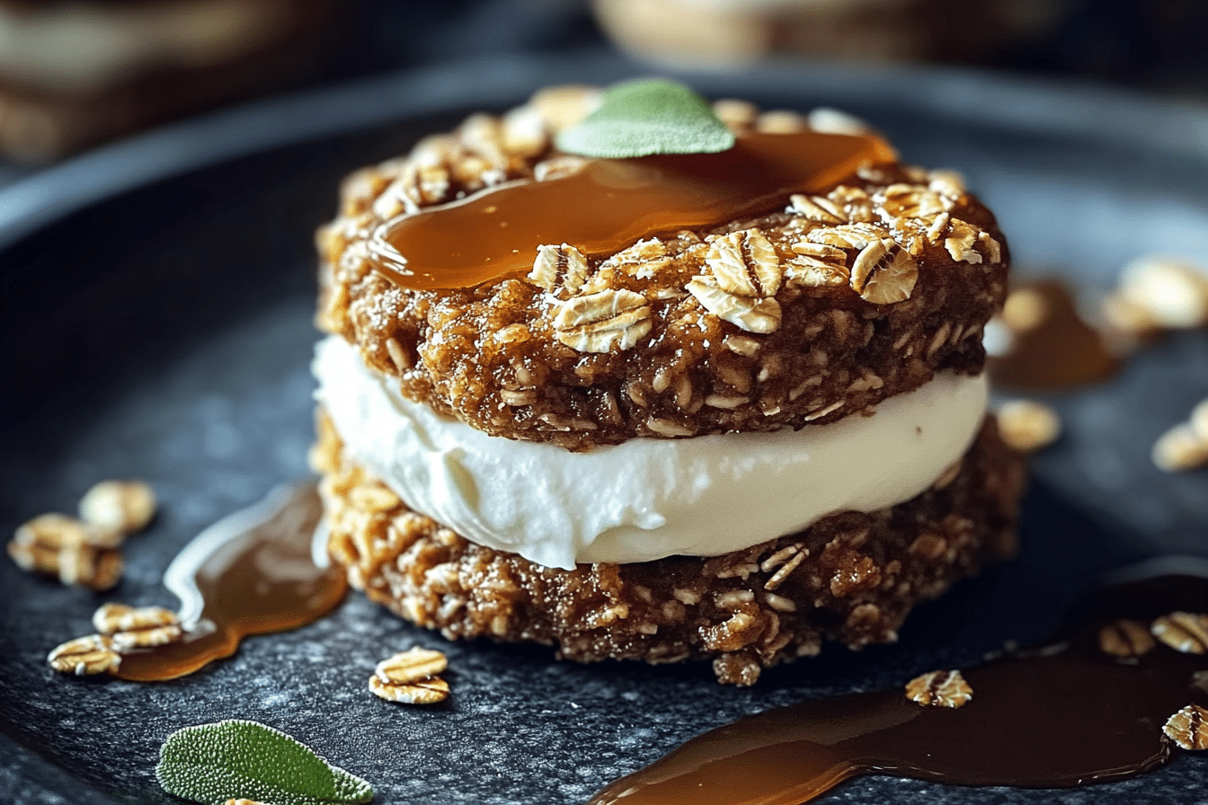 Salted Caramel Gingerbread Oatmeal Cream Pies