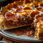 Deep Hamburger Sausage & Pepperoni Pie