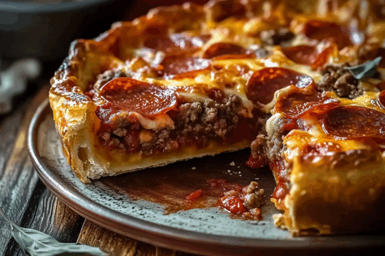 Deep Hamburger Sausage & Pepperoni Pie
