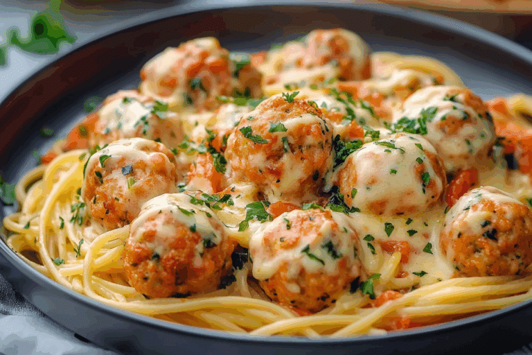 Holiday Seafood Spaghetti + Salmon Meatballs – Creamy White Sauce