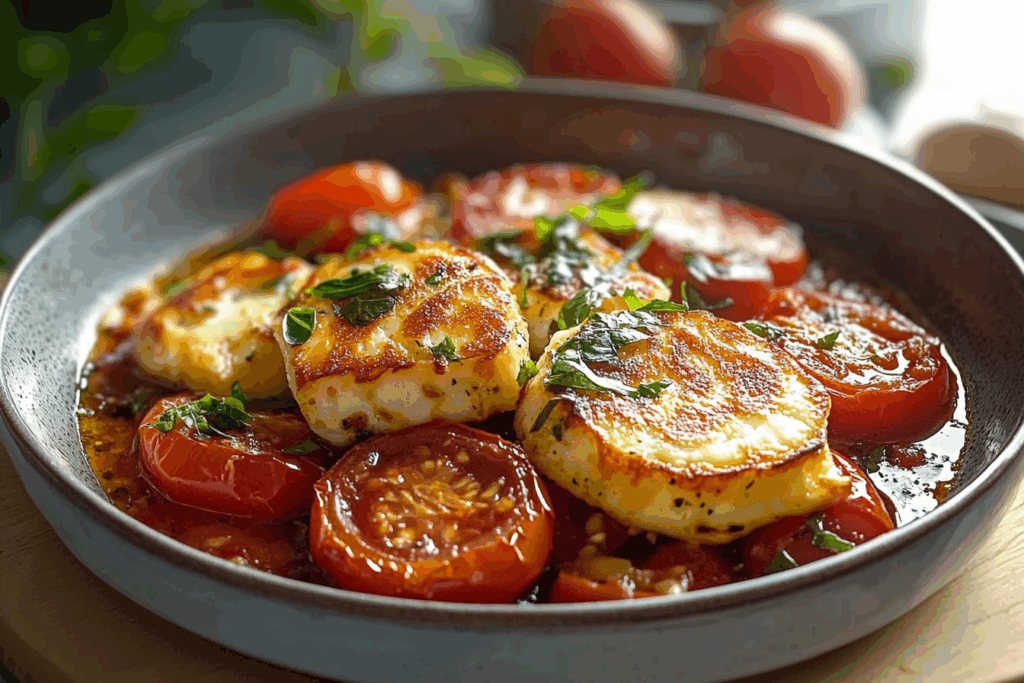 Mediterranean Tomato and Halloumi Bake