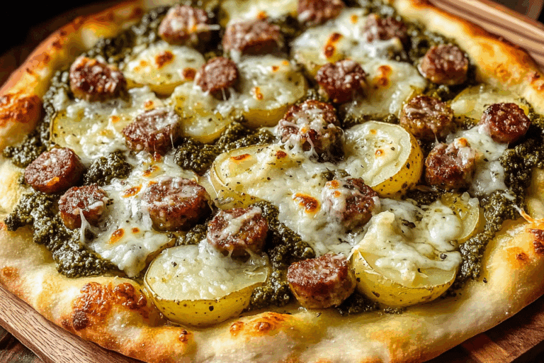 Pesto Potato Pizza with Sausage