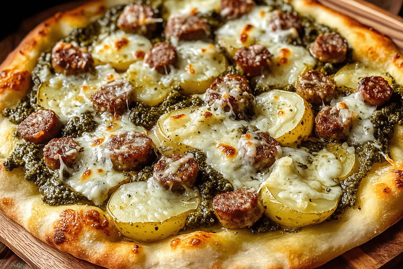 Pesto Potato Pizza with Sausage