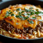 One-Pot Cheeseburger Orzo Skillet