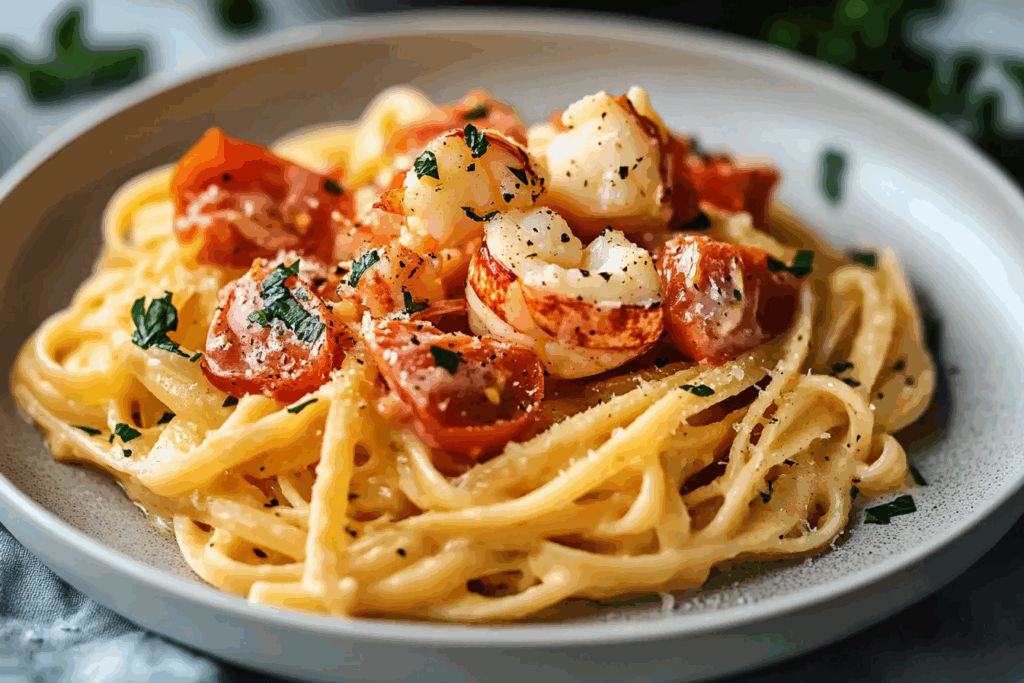 Creamy Tomato and Lobster Pasta