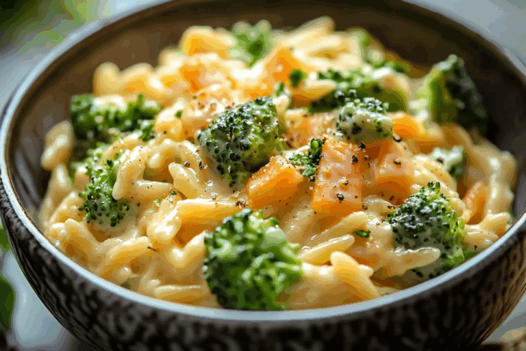 Creamy Broccoli Cheddar Orzo