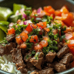 Beef Bowl with Veggies and Pico de Gallo