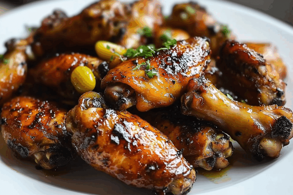 Grilled Chicken Wings with Peperoncini Garlic Butter