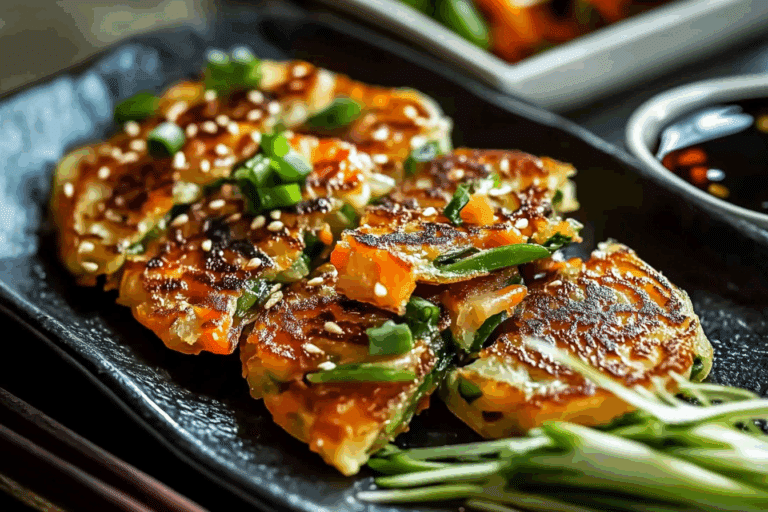 Crispy Vegetable Pancakes with Asian Dipping Sauce