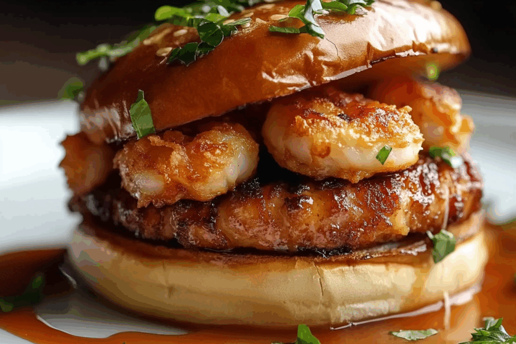Crab Rangoon Surf and Turf Burger