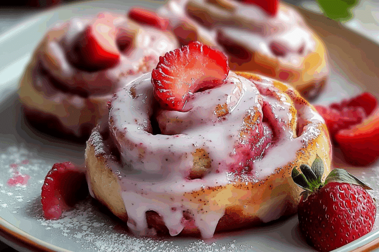 Pink Strawberry Cinnamon Rolls