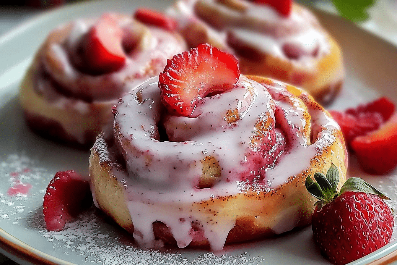 Pink Strawberry Cinnamon Rolls