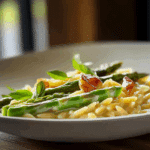 Creamy Orzo with Garlic Butter Asparagus