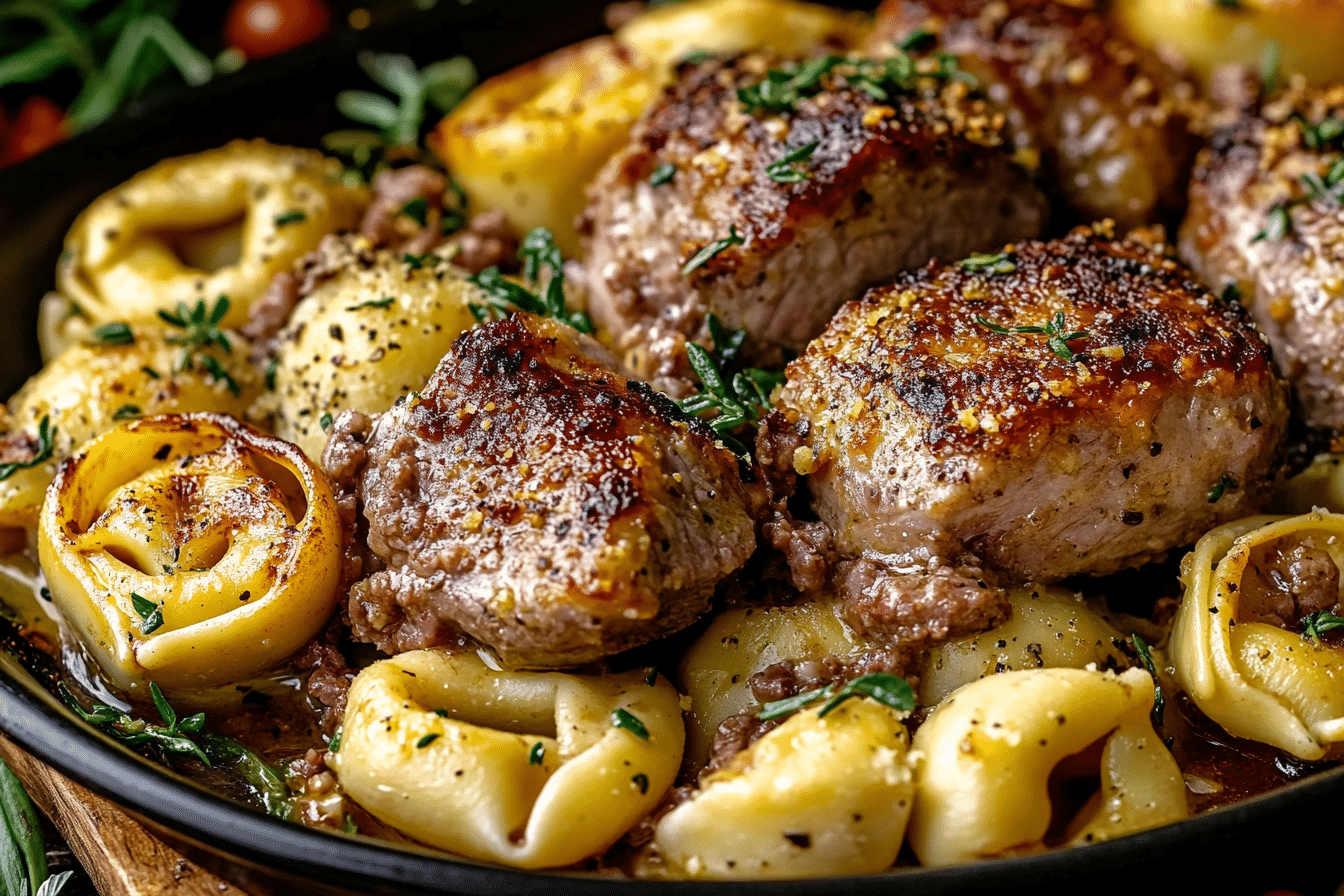 Beefy Tortellini Pasta Bake