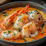 Spaghetti with Pepper Cream, Chorizo & Shrimp