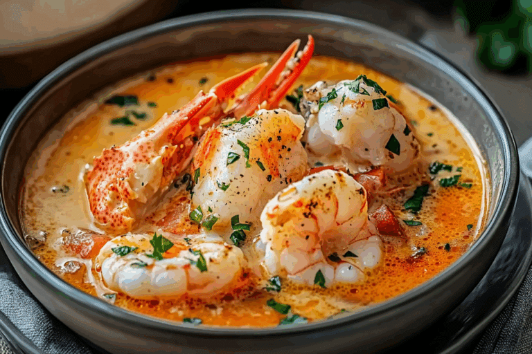 Spaghetti with Pepper Cream, Chorizo & Shrimp