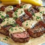 Juicy Steak with Creamy Garlic Sauce