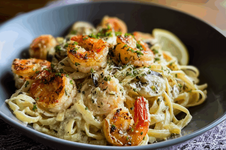 Creamy Garlic Seafood Pasta