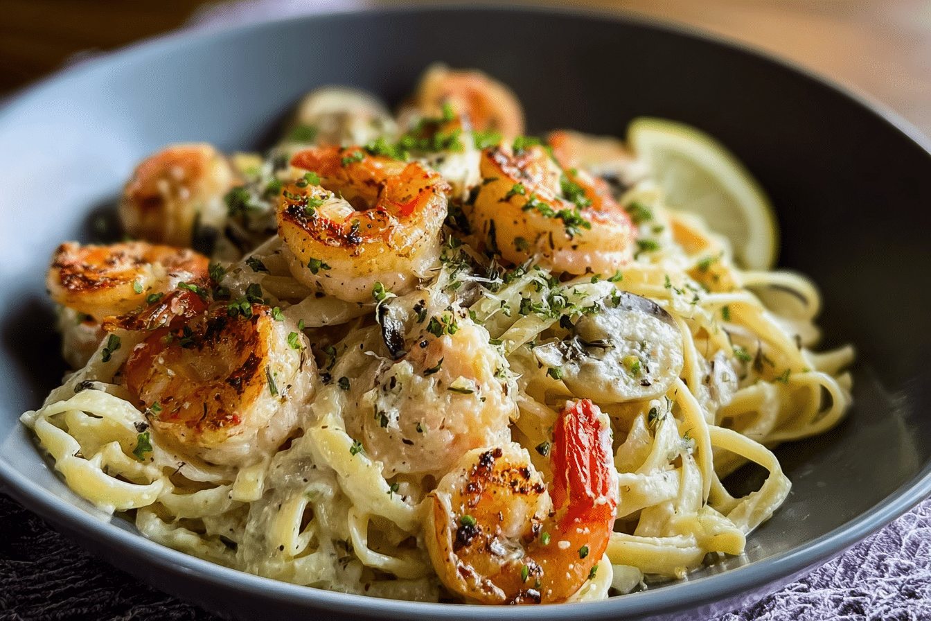 Creamy Garlic Seafood Pasta