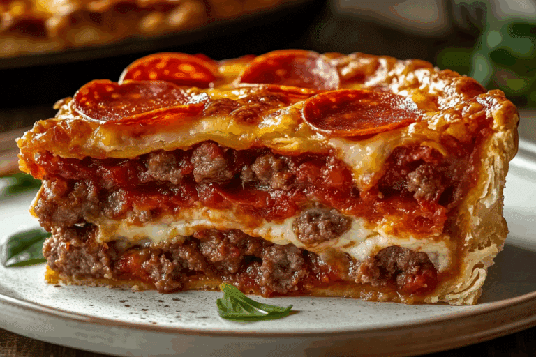 Deep Hamburger Sausage & Pepperoni Pie