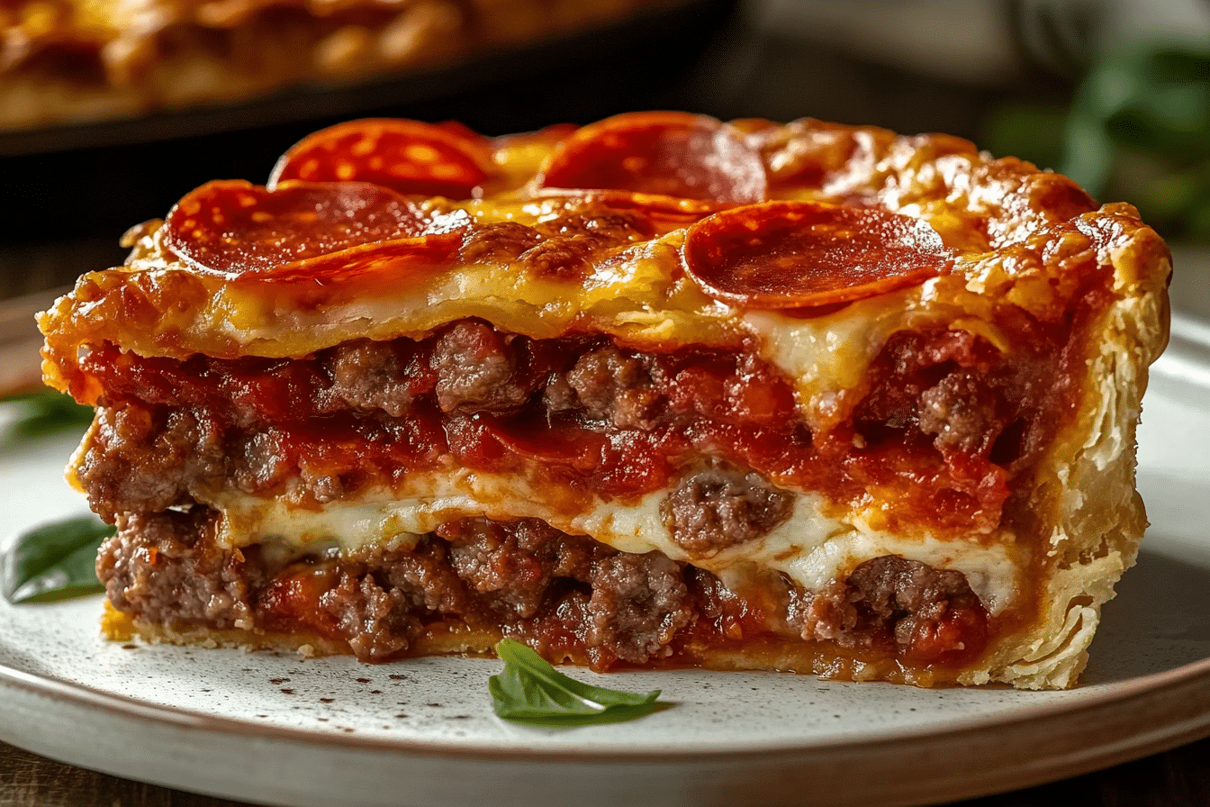 Deep Hamburger Sausage & Pepperoni Pie