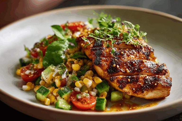 Grilled Hot Honey Chicken with Sweet Corn Salad
