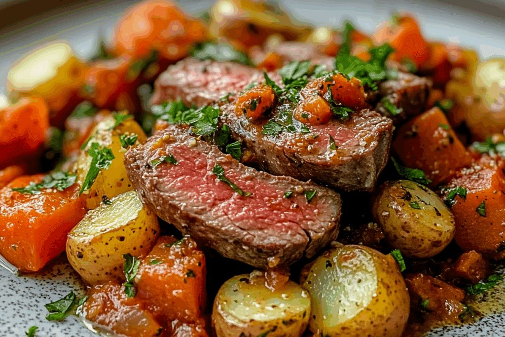 Veal Minute Steak with Romesco Potato Salad (Gluten-Free)