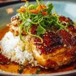 Caramelised Soy Chicken in Garlic Ginger Broth with Rice
