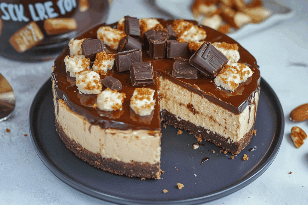 No-Bake Snickers Cheesecake