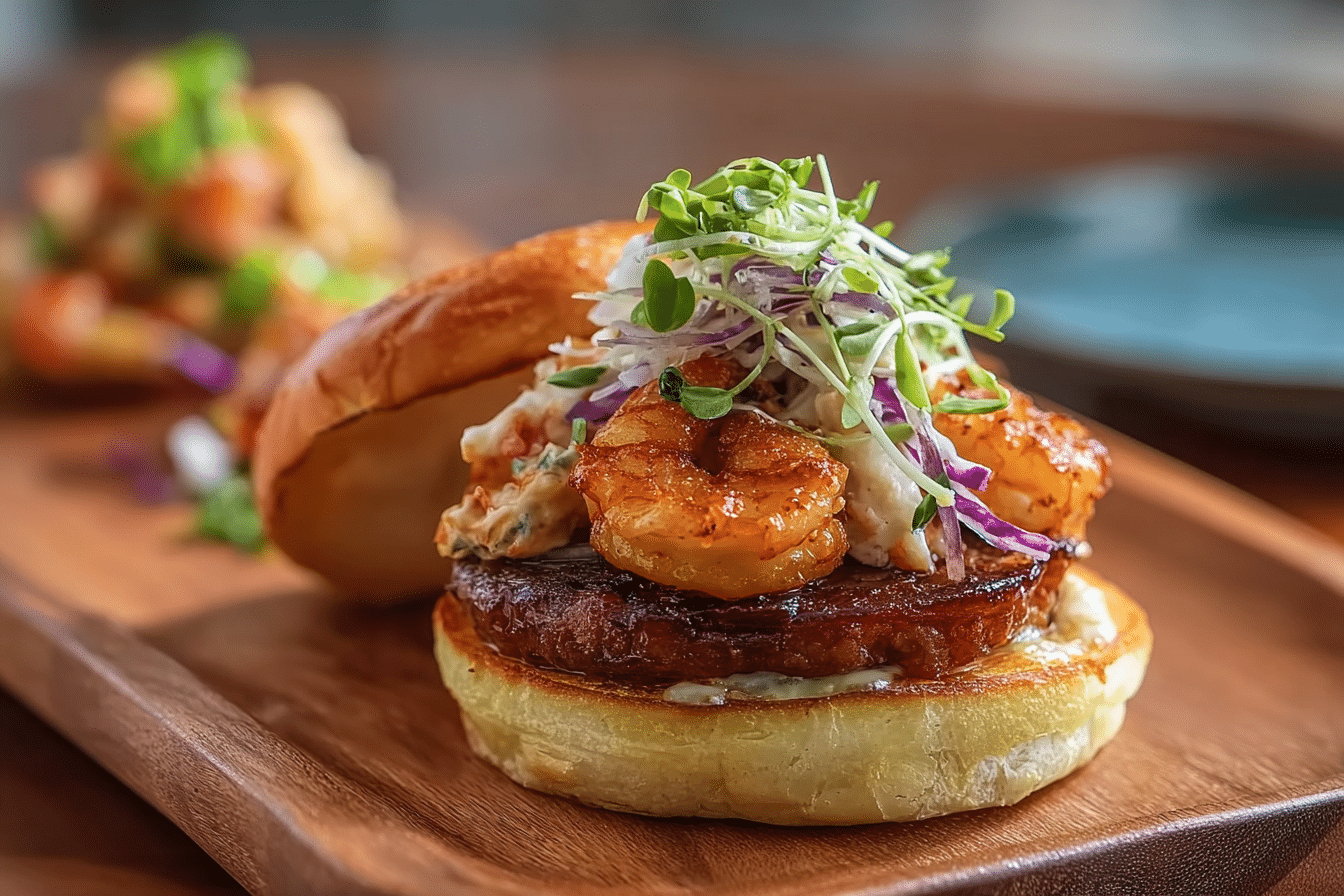 Crab Rangoon Surf and Turf Burger