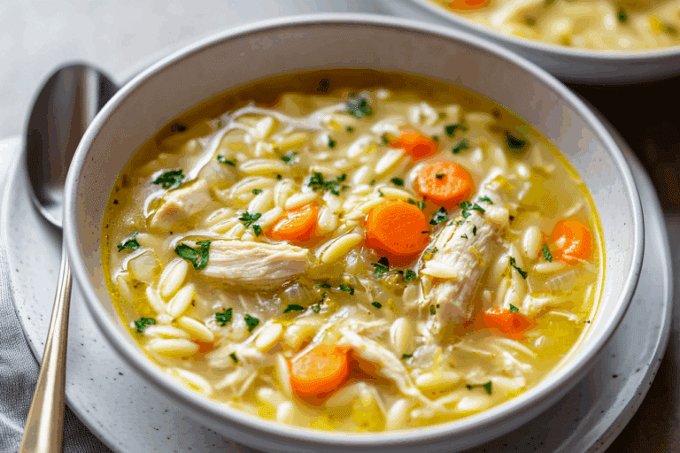 Lemon Chicken Orzo Soup