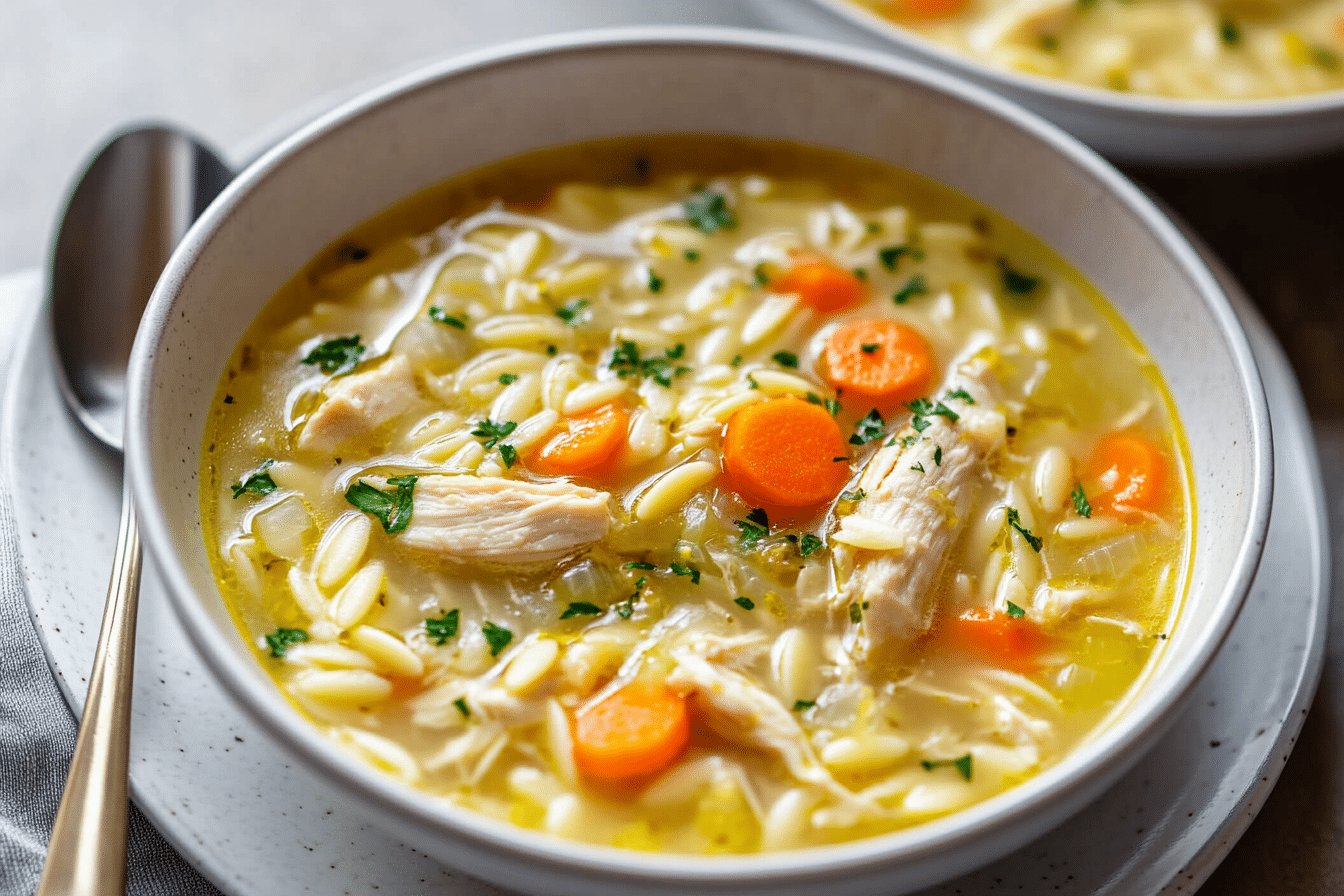 Lemon Chicken Orzo Soup