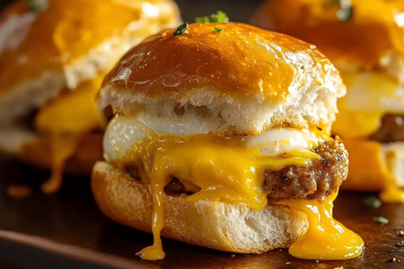 Breakfast Sliders with Sausage, Egg, and Cheese