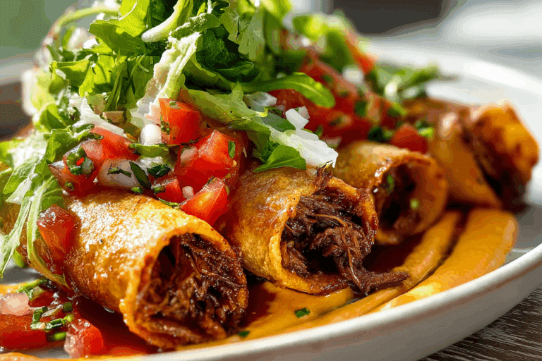 Crispy Beef Taquitos with Chipotle Sauce