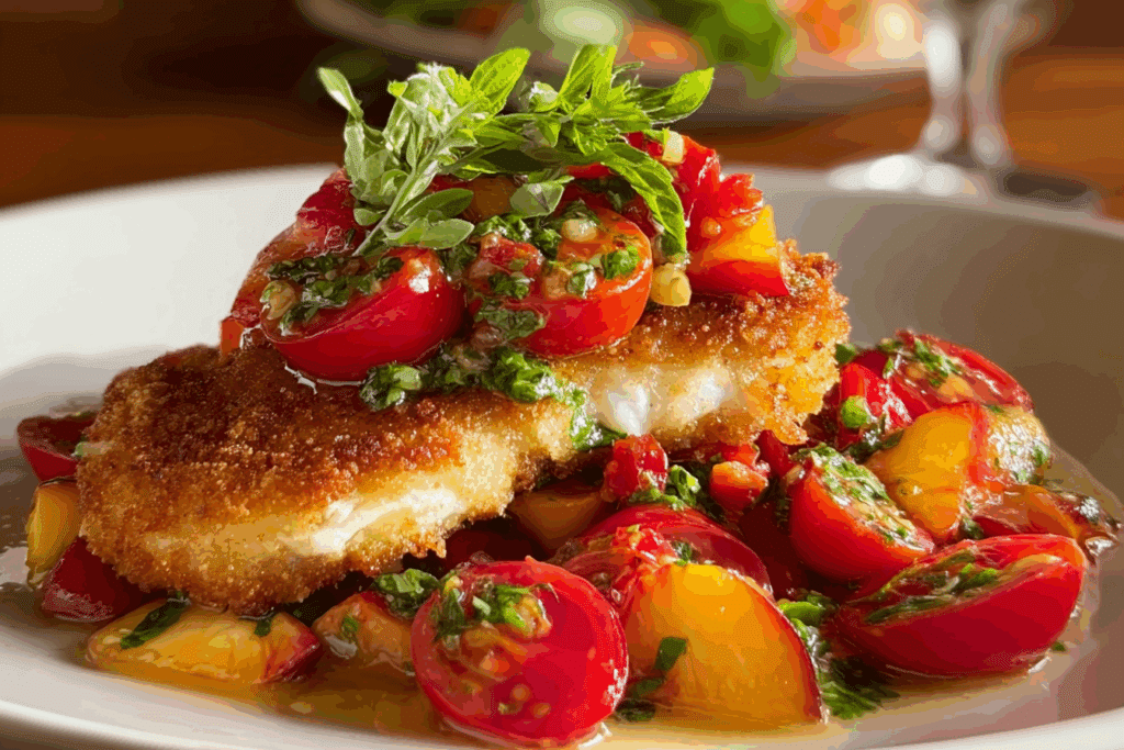 Chicken Cutlets with Summery Tomato & Nectarine Salad