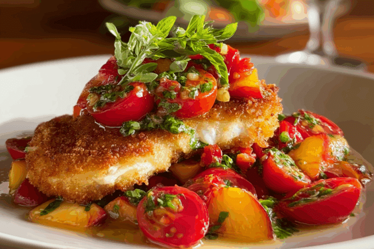 Chicken Cutlets with Summery Tomato & Nectarine Salad