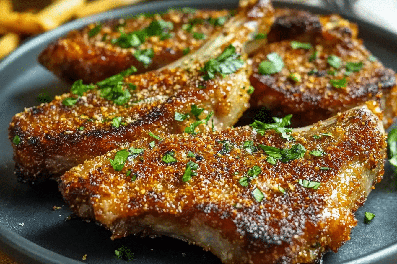 Garlic Parmesan Fried Lamb Chops