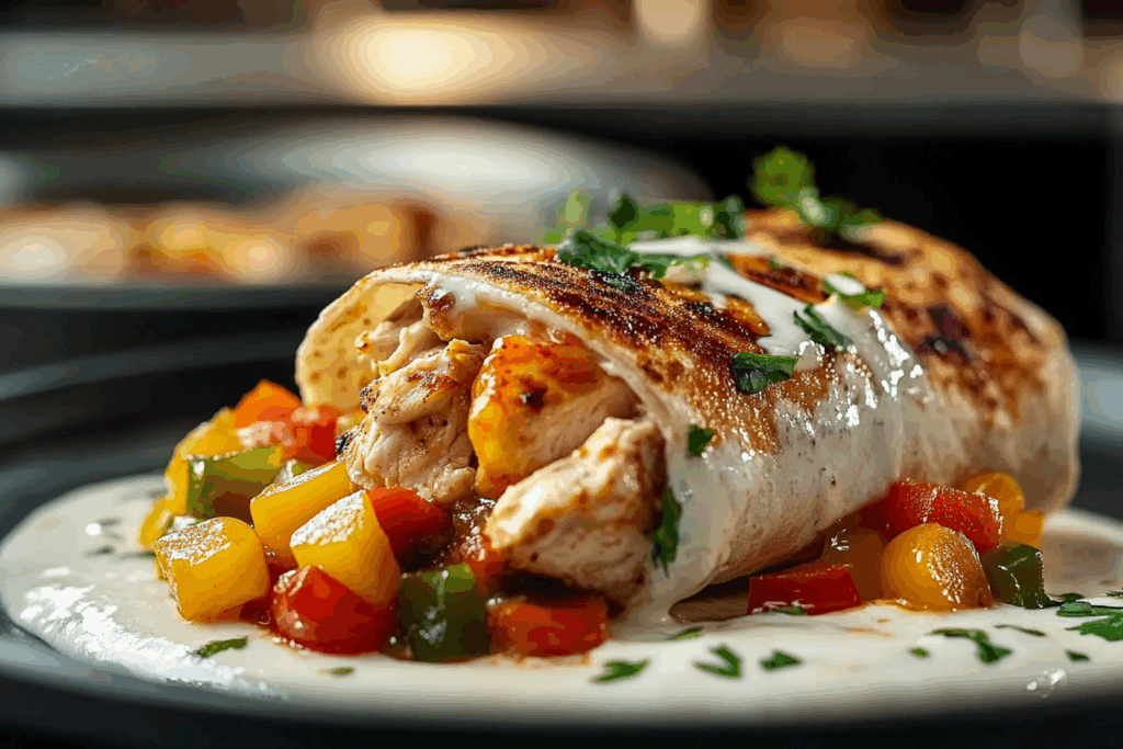 Chicken Bell Pepper Ranch Burritos