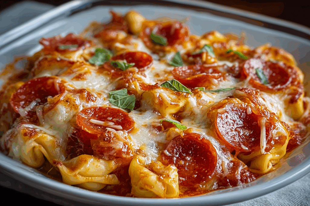 Cheese Tortellini Pepperoni Pizza Casserole