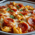 Cheese Tortellini Pepperoni Pizza Casserole