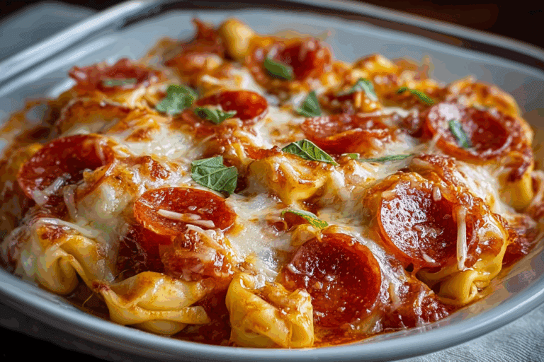 Cheese Tortellini Pepperoni Pizza Casserole