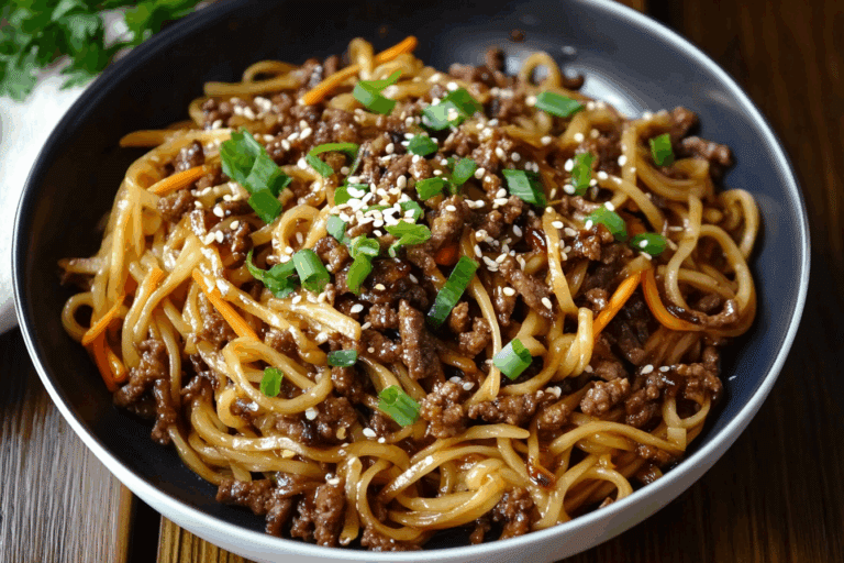 Mongolian Ground Beef Noodles