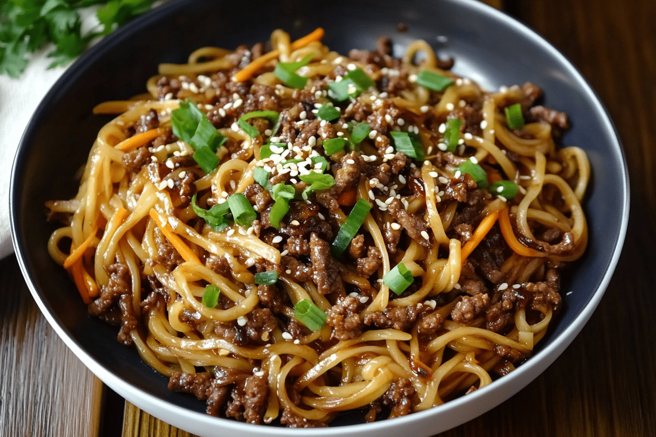 Mongolian Ground Beef Noodles