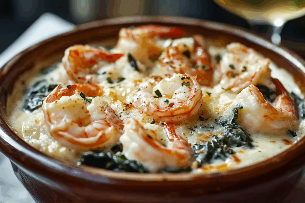 Rich and Creamy Shrimp and Crab Spinach Dip with Garlic and Parmesan